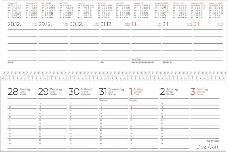 Produktbild: Tischquerkalender 1W/2S blau 2027