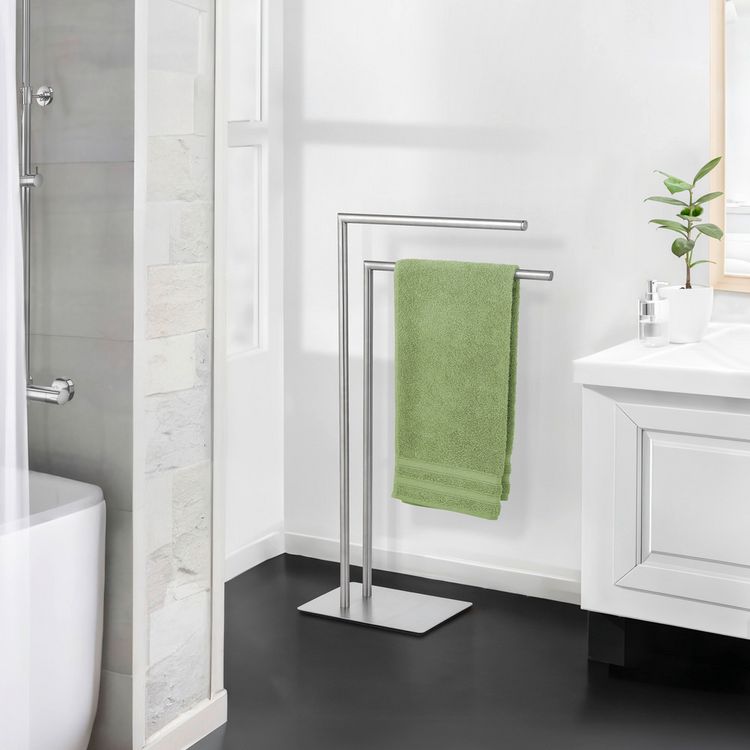 Produktbild: Handtuchst&auml;nder Mod. Recco Edelstahl satiniert, schwere Bodenplatte f&uuml;r sicheren Stand