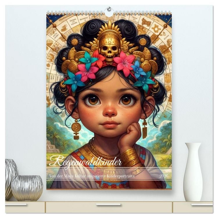 Produktbild: Regenwaldkinder - Ein vom Leben der Mayas inspierter Kinderkalender (hochwertiger Premium Wandkalender 2026 DIN A2 hoch), Kunstdruck in Hochglanz