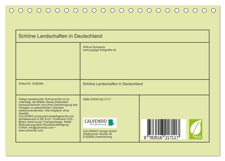 Produktbild: Sch&ouml;ne Landschaften in Deutschland (Tischkalender 2026 DIN A5 quer), CALVENDO Monatskalender