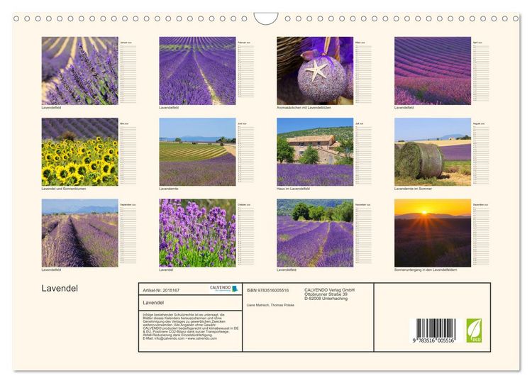 Produktbild: Lavendel (Wandkalender 2026 DIN A3 quer), CALVENDO Monatskalender