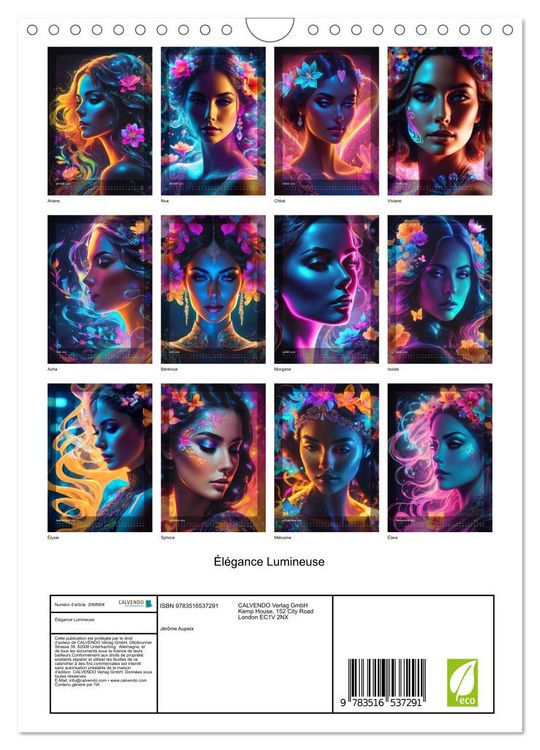 Produktbild: &Eacute;l&eacute;gance Lumineuse (Calendrier mural 2026 DIN A4 horizontal), CALVENDO calendrier mensuel