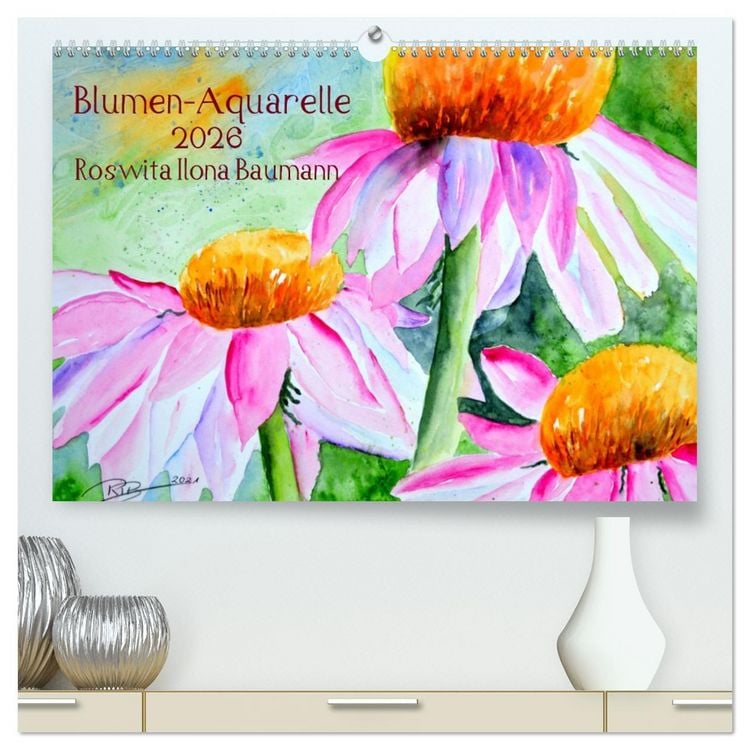 Produktbild: Blumen-Aquarelle (hochwertiger Premium Wandkalender 2026 DIN A2 quer), Kunstdruck in Hochglanz