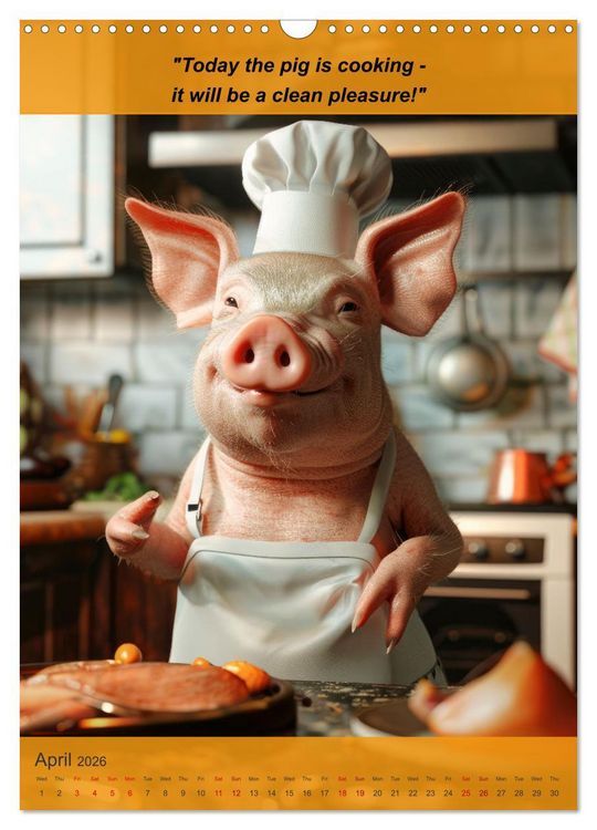 Produktbild: Cooking with animal humor (Wall Calendar 2026 DIN A3 portrait), CALVENDO 12 Month Wall Calendar