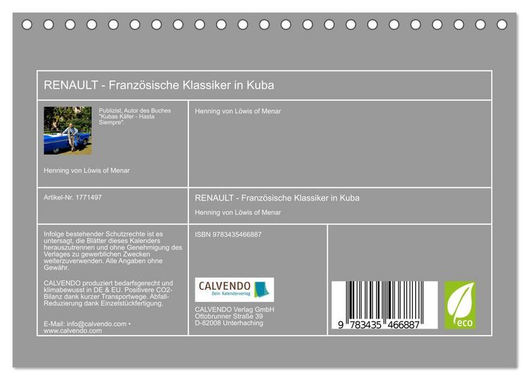 Produktbild: RENAULT - Franz&ouml;sische Klassiker in Kuba (Tischkalender 2025 DIN A5 quer), CALVENDO Monatskalender