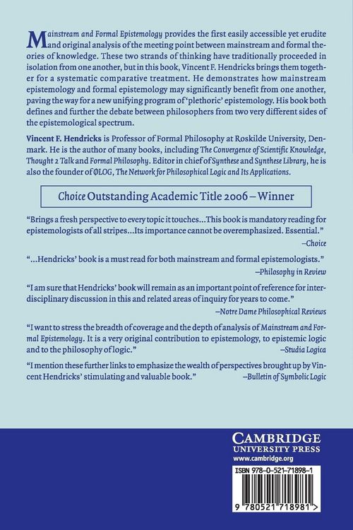 Produktbild: Mainstream and Formal Epistemology