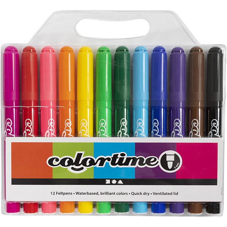 Produktbild: Creativ Company Colortime Marker, Strichst&auml;rke 5 mm, Standard-Farben, 12 Stk