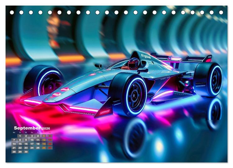 Produktbild: Formel E futuristisch (Tischkalender 2026 DIN A5 quer), CALVENDO Monatskalender