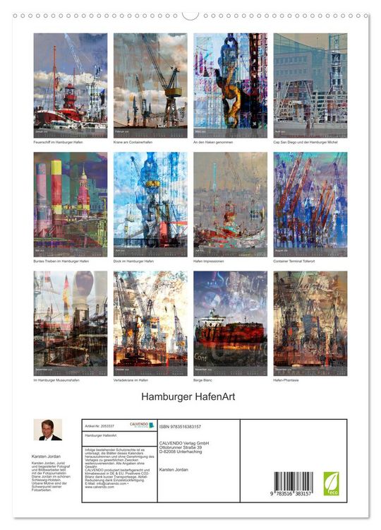 Produktbild: Hamburger HafenArt (hochwertiger Premium Wandkalender 2026 DIN A2 hoch), Kunstdruck in Hochglanz