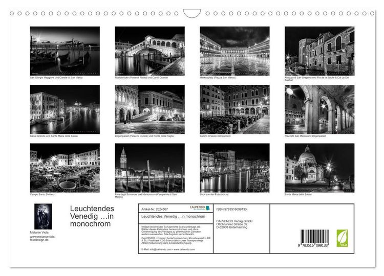 Produktbild: Leuchtendes Venedig &hellip;in monochrom (Wandkalender 2026 DIN A3 quer), CALVENDO Monatskalender