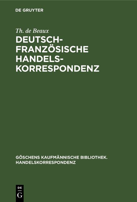 Produktbild: Deutsch-Franz&ouml;sische Handelskorrespondenz
