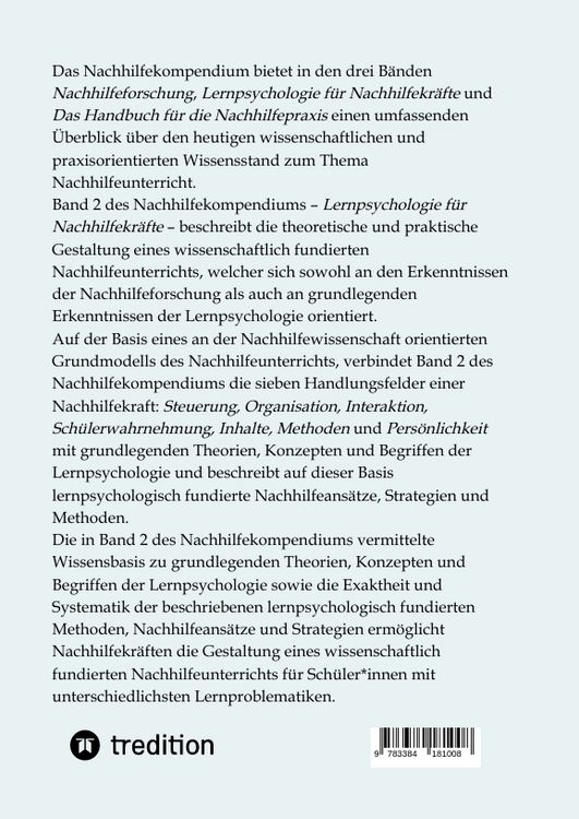 Produktbild: Das Nachhilfekompendium Band 2 - Lernpsychologie f&uuml;r Nachhilfekr&auml;fte