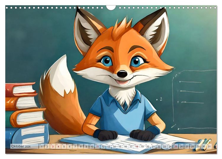 Produktbild: Schlaufuchs - Abenteuer Schule (Wandkalender 2026 DIN A3 quer), CALVENDO Monatskalender