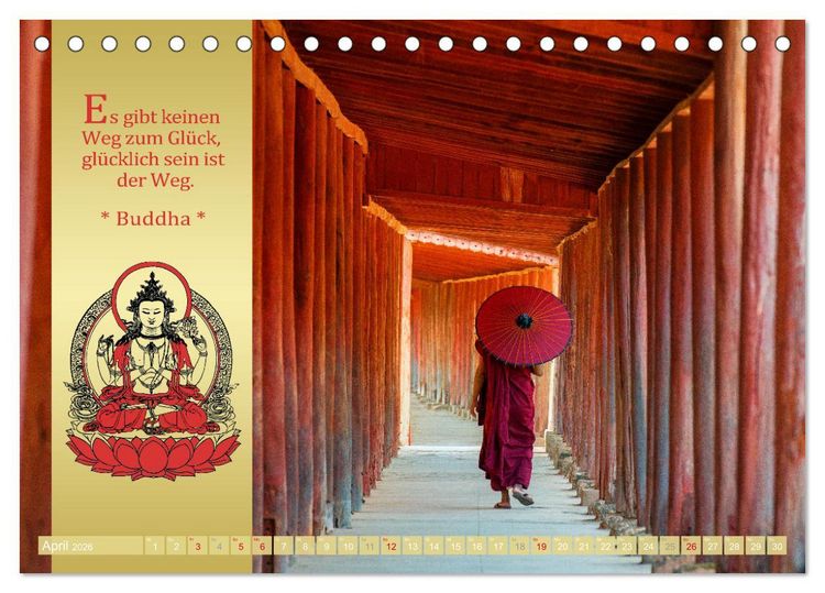 Produktbild: BUDDHAS WORTE - Buddhistische Weisheiten (Tischkalender 2026 DIN A5 quer), CALVENDO Monatskalender
