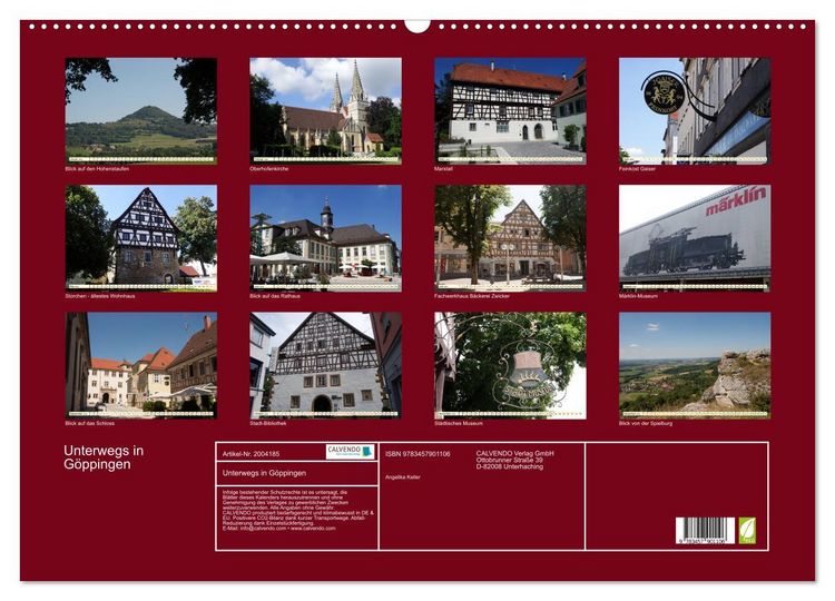 Produktbild: Unterwegs in G&ouml;ppingen (Wandkalender 2026 DIN A2 quer), CALVENDO Monatskalender