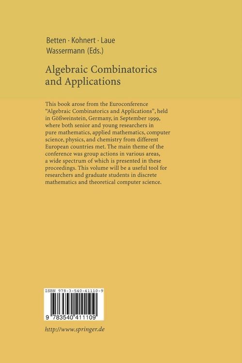 Produktbild: Algebraic Combinatorics and Applications