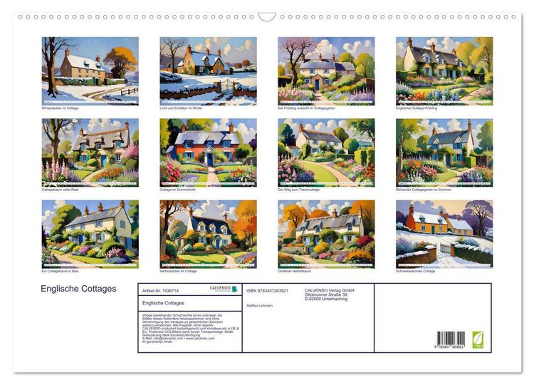 Produktbild: Englische Cottages (Wandkalender 2026 DIN A2 quer), CALVENDO Monatskalender