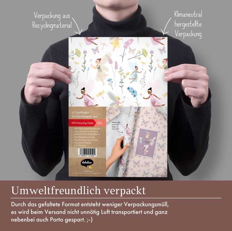 Produktbild: Geschenkpapier-Set f&uuml;r Kinder: Feen/ Elfen und Schmetterlinge