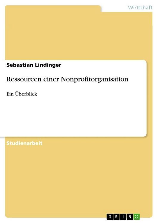 Produktbild: Ressourcen einer Nonprofitorganisation