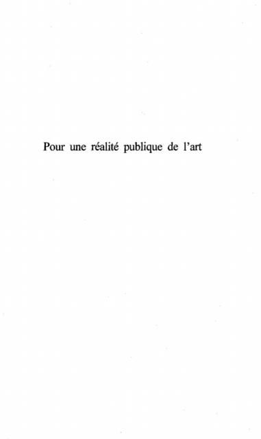 Produktbild: Pour Une Realite Publique De L'art