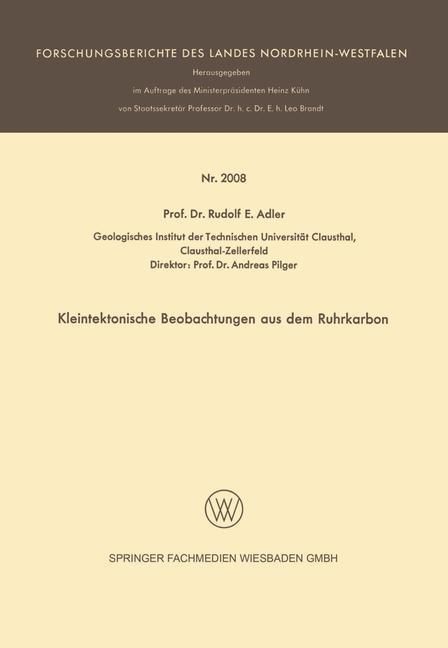 Produktbild: Kleintektonische Beobachtungen aus dem Ruhrkarbon