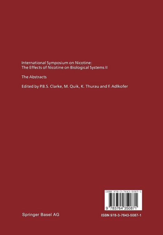 Produktbild: International Symposium on Nicotine: The Effects of Nicotine on Biological Systems II