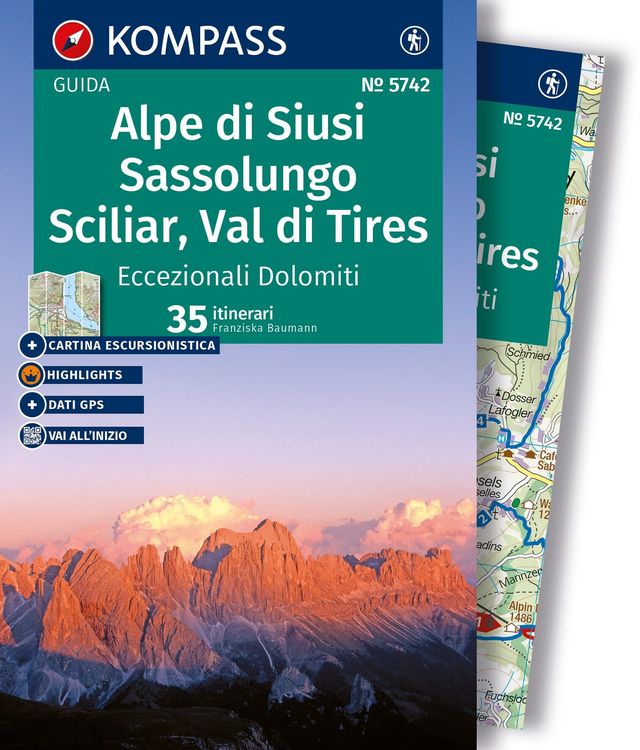 Produktbild: KOMPASS guida escursionistica Alpe di Siusi, Sassolungo, Sciliar, Val di Tires, 35 itinerari