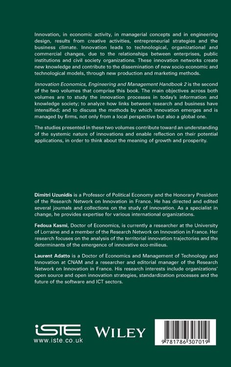 Produktbild: Innovation Economics, Engineering and Management Handbook 2