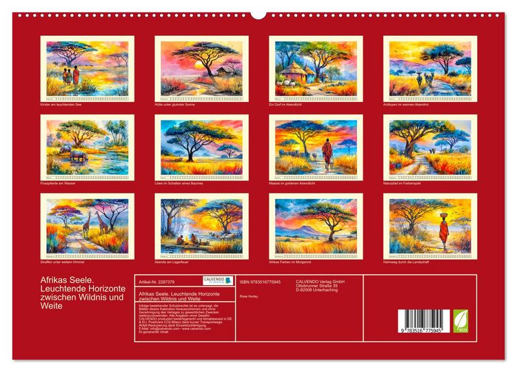 Produktbild: Afrikas Seele. Leuchtende Horizonte zwischen Wildnis und Weite (hochwertiger Premium Wandkalender 2027 DIN A2 quer), Kunstdruck in Hochglanz