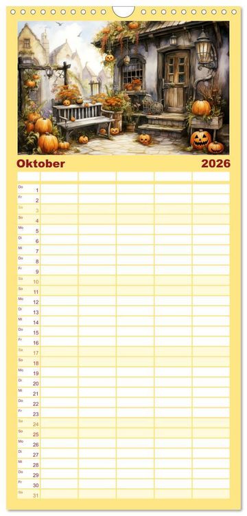 Produktbild: Familienplaner 2026 - Lauschige Gartenecken mit 5 Spalten (Wandkalender, 21 x 45 cm) CALVENDO