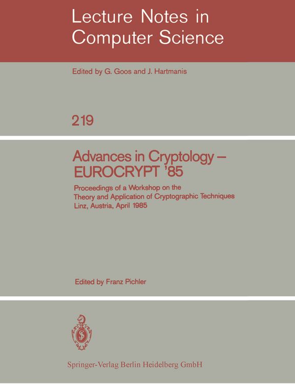 Produktbild: Advances in Cryptology &ndash; EUROCRYPT '85