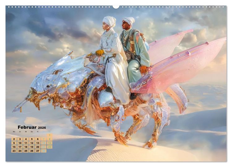 Produktbild: Ritte auf Fantasiekreaturen - Durch W&uuml;stenlandschaft (Wandkalender 2026 DIN A2 quer), CALVENDO Monatskalender