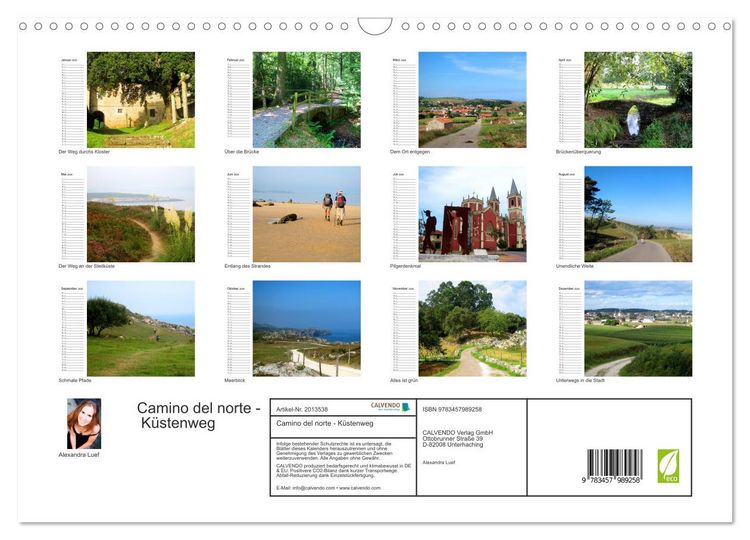 Produktbild: Camino del norte - K&uuml;stenweg (Wandkalender 2026 DIN A3 quer), CALVENDO Monatskalender