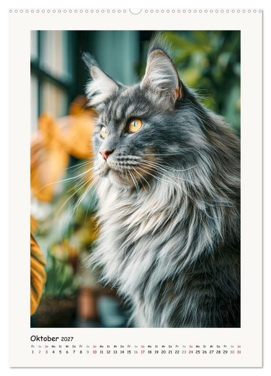 Produktbild: Main-Coon-Katzen. Sanfte Riesen im Gr&uuml;nen (Wandkalender 2027 DIN A2 hoch), CALVENDO Monatskalender