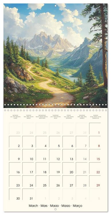 Produktbild: Majestic mountain retreats. Alpine landscape paintings (Wall Calendar 2026 12 &times; 12 Inch) CALVENDO 12 Month Wall Calendar