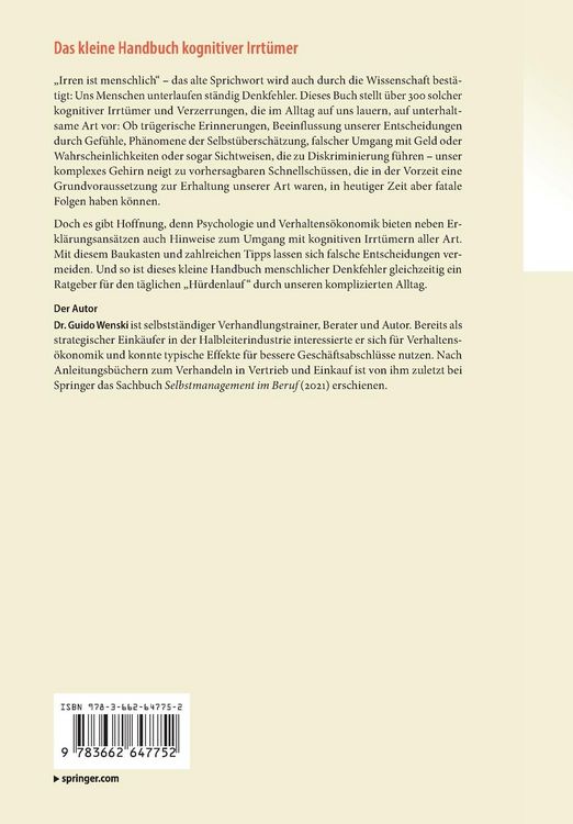 Produktbild: Das kleine Handbuch kognitiver Irrt&uuml;mer