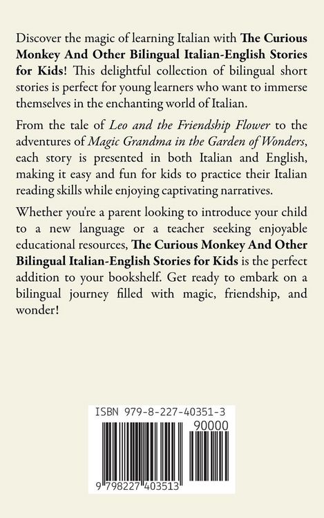 Produktbild: The Curious Monkey And Other Bilingual Italian-English Stories for Kids