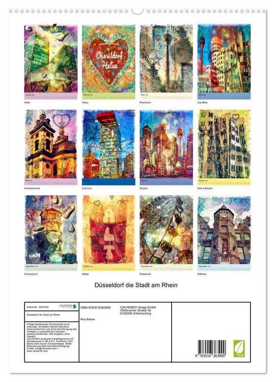 Produktbild: D&uuml;sseldorf die Stadt am Rhein (hochwertiger Premium Wandkalender 2026 DIN A2 hoch), Kunstdruck in Hochglanz