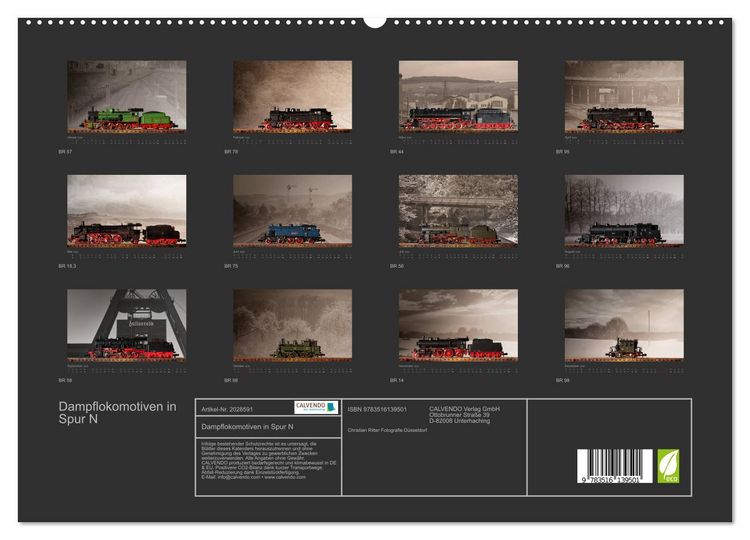Produktbild: Dampflokomotiven in Spur N (hochwertiger Premium Wandkalender 2026 DIN A2 quer), Kunstdruck in Hochglanz