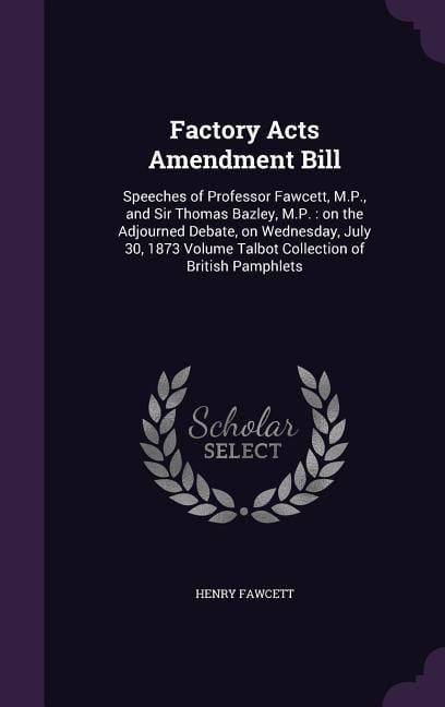 Produktbild: Factory Acts Amendment Bill