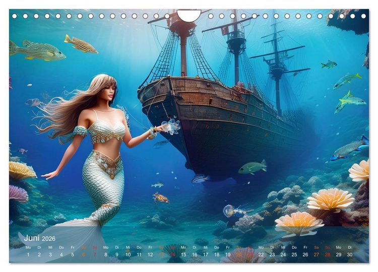 Produktbild: Meerjungfrauen in mystischen Unterwasserwelten (Wandkalender 2026 DIN A4 quer), CALVENDO Monatskalender