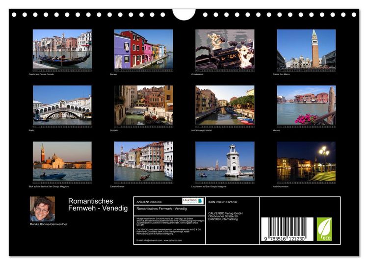Produktbild: Romantisches Fernweh - Venedig (Wandkalender 2026 DIN A4 quer), CALVENDO Monatskalender