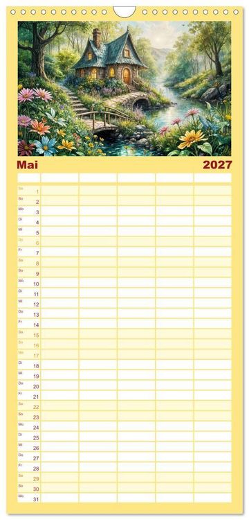 Produktbild: Familienplaner 2027 - Zauberhafte Feenh&auml;user - Wunderwelt der magischen Orte voller Fantasie mit 5 Spalten (Wandkalender, 21 x 45 cm) CALVENDO