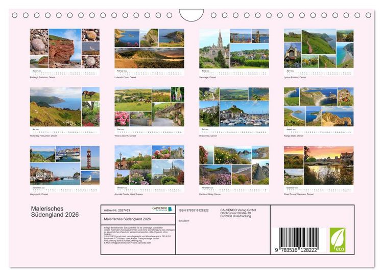 Produktbild: Malerisches S&uuml;dengland 2026 (Wandkalender 2026 DIN A4 quer), CALVENDO Monatskalender