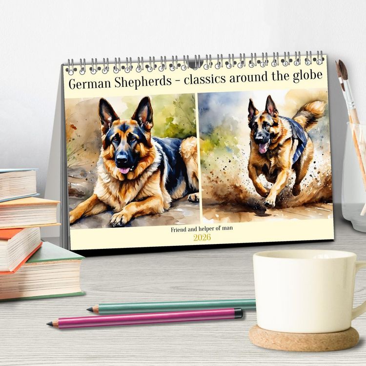 Produktbild: German Shepherds - classics around the globe (Desk Calendar 2026 DIN A5 landscape), CALVENDO 12 Month DeskCalendar