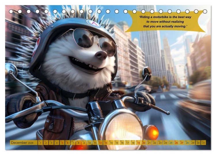 Produktbild: Funny animals as motorbike riders (Desk Calendar 2026 DIN A5 landscape), CALVENDO 12 Month DeskCalendar