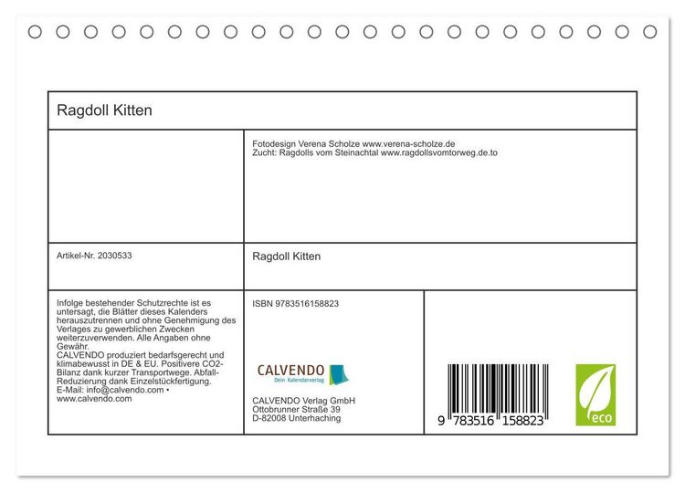 Produktbild: Ragdoll Kitten (Tischkalender 2026 DIN A5 quer), CALVENDO Monatskalender
