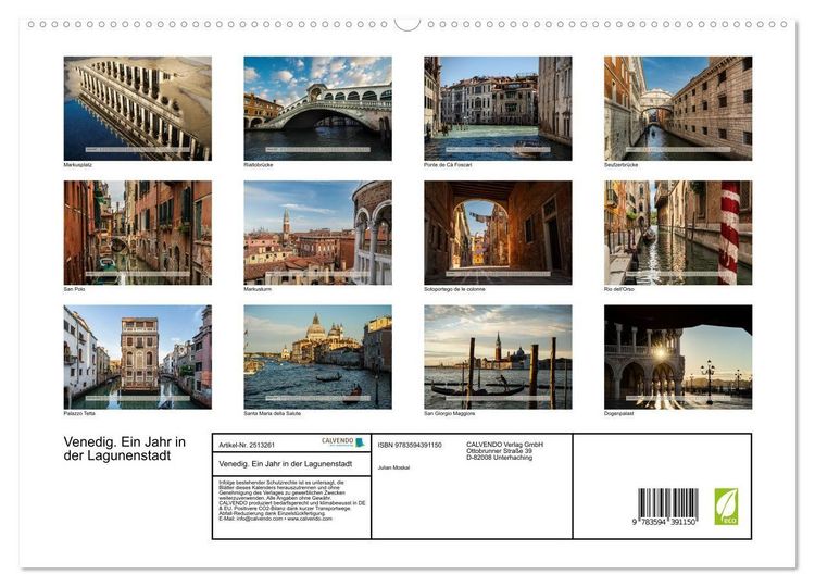 Produktbild: Venedig. Ein Jahr in der Lagunenstadt (hochwertiger Premium Wandkalender 2027 DIN A2 quer), Kunstdruck in Hochglanz