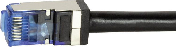 Produktbild: LogiLink CQ7093S RJ45 Patchkabel CAT 6a S/FTP 10.00 m Schwarz Geschirmt, UV-Best&auml;ndig, &Ouml;lbest&auml;ndig 1 St.