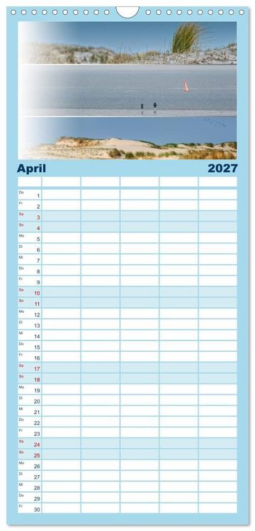 Produktbild: Familienplaner 2027 - K&uuml;stenstreifen an der Nordsee mit 5 Spalten (Wandkalender, 21 x 45 cm) CALVENDO